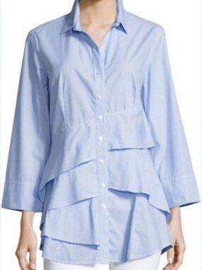 EUC Finley Tiered Pinstripe Button-down Blouse, Sz - XL